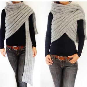 Knitting Pattern - Zendeya Inspired Wrap/Bulky Scarf/Super Chunky Poncho/Easy Knit Ribbed Jacket