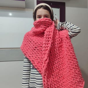 Scarf,Hand Knitted Shawl,Chunky Shoulder Wrap,Knit Wool Scarf,Oversize Extra Long Scarf,Winter Hand Knitted Shawl,Handmade gift,Sweet Shawl
