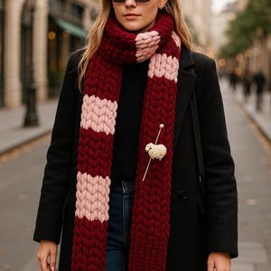 Oversized Extra Long Chunky Scarf | Hand-Knitted Winter Shawl | Soft Flufy Yarn Blanket Scarf | Cozy Shoulder Wrap | Made with Puffy Yarn