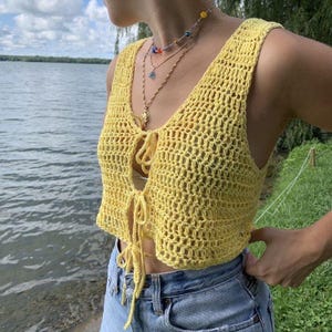 Summer Sweater,Women's t-shirt,Hand knitted t-shirt Cardigan Sweater,Summer dress, Yellow T-shirt